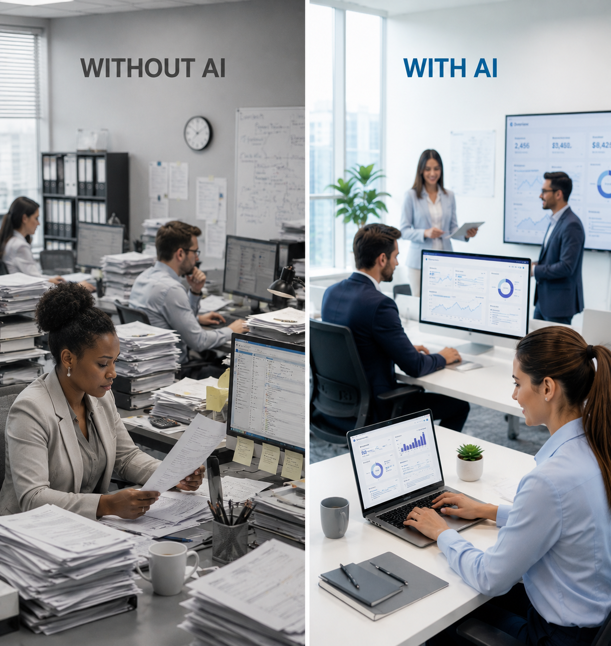 Futuristic AI business dashboard developed by MozProTech AI