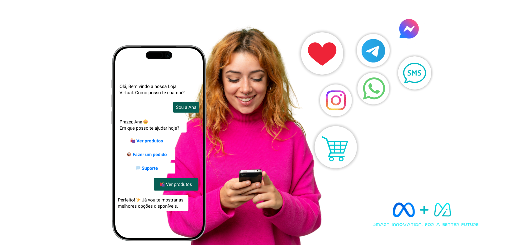 Ilustração de assistente inteligente por chat para negócios